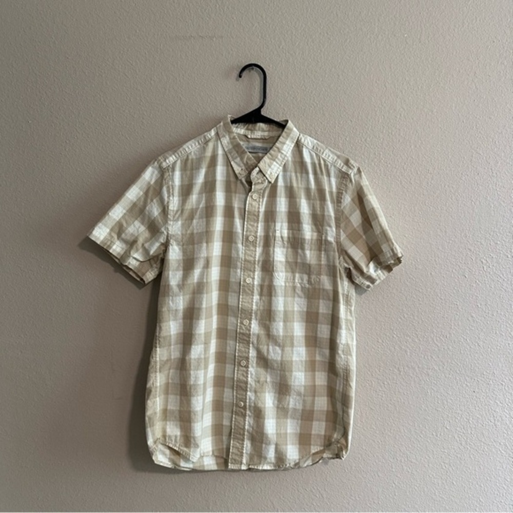 Outerknown Organic Cotton Tan Check Print Button Down